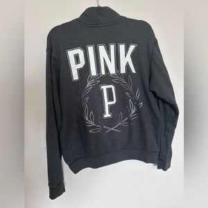 Victoria’s Secret PINK Logo Quarter Zip Pullover Sweater GUC Sz. M Y2K Vintage